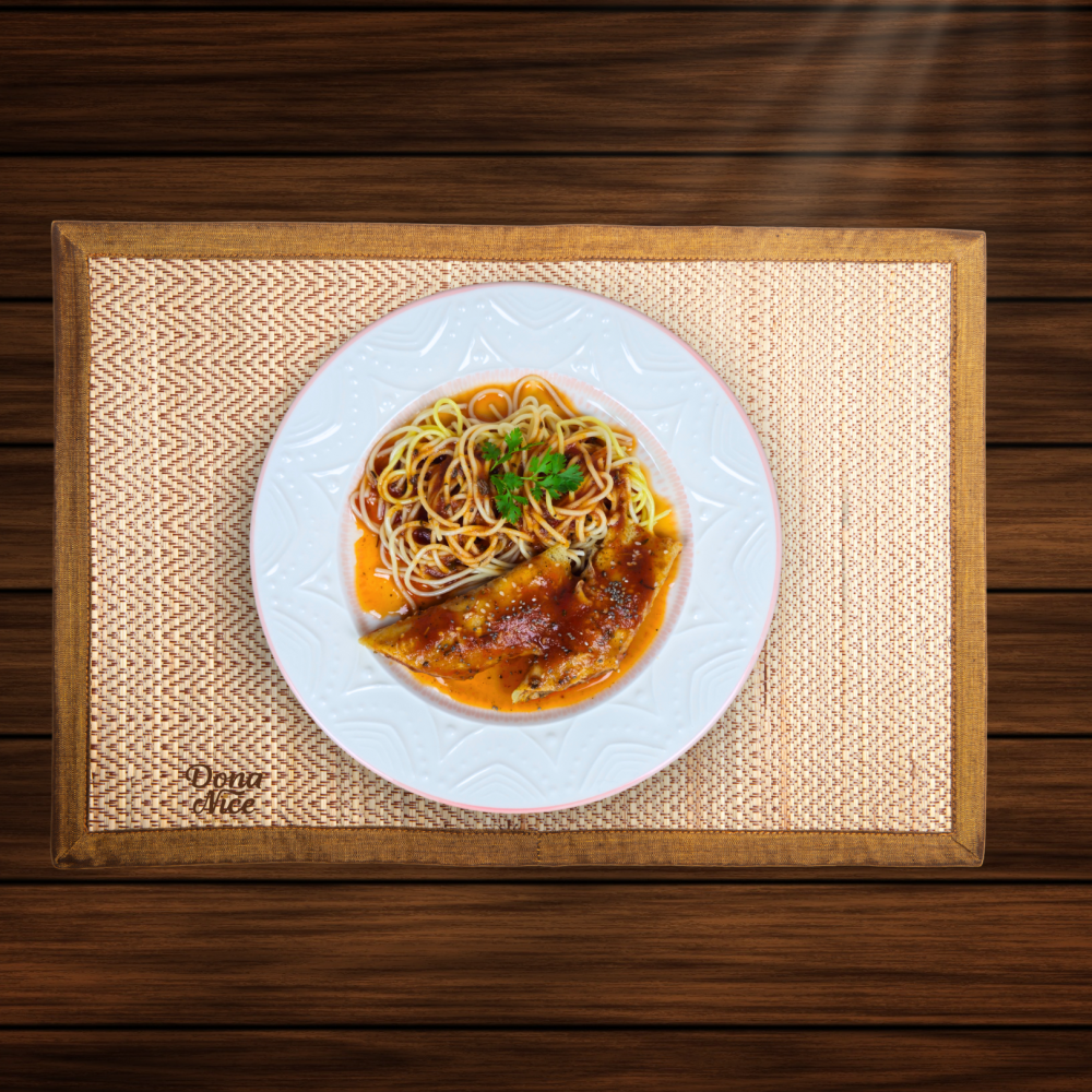 panqueca veg com espaguete ao sugo